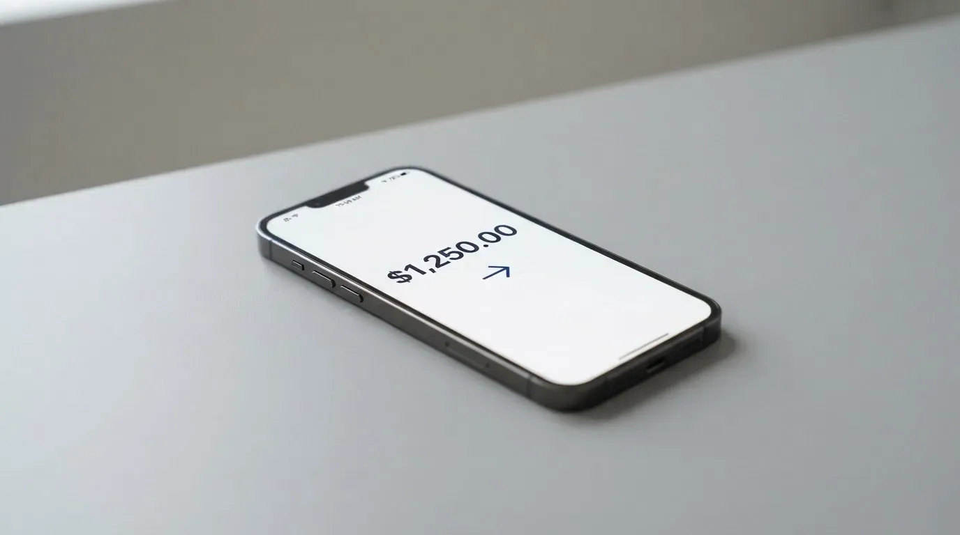 A phone showing a stablecoin transfer screen