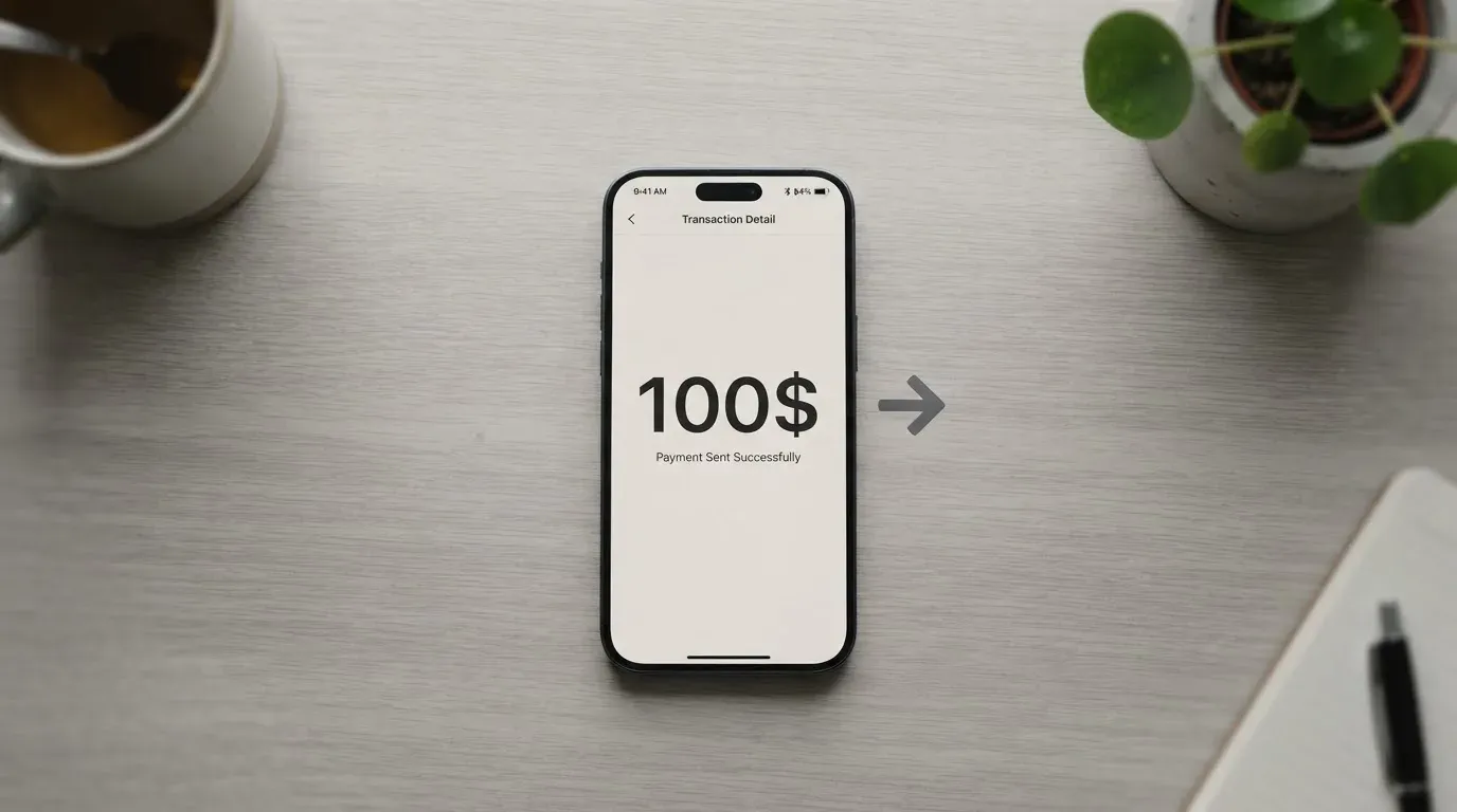 A phone showing a stablecoin transfer screen