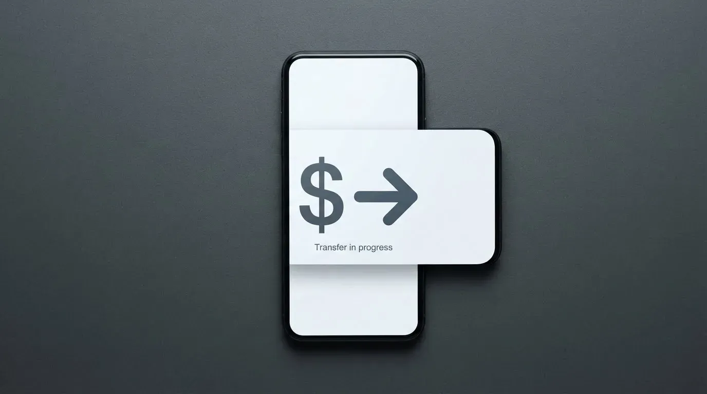 A phone showing a stablecoin transfer screen