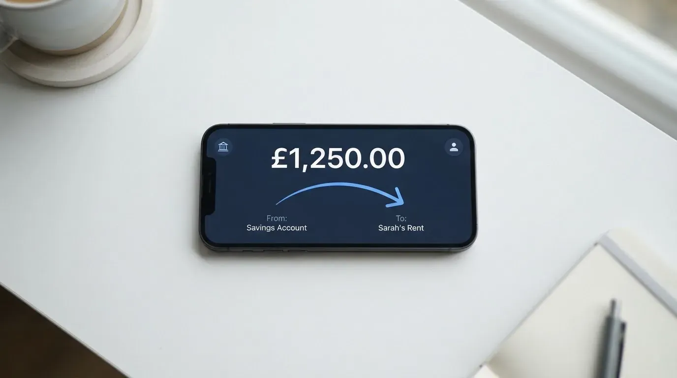 A phone showing a stablecoin transfer screen