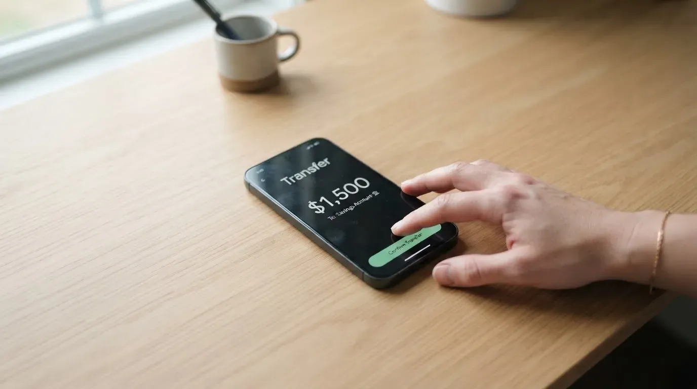 A phone showing a stablecoin transfer screen