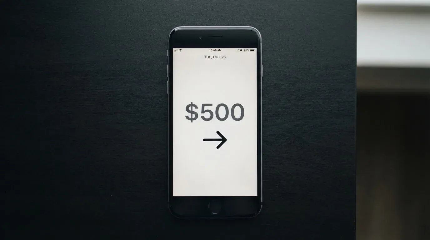 A phone showing a stablecoin transfer screen