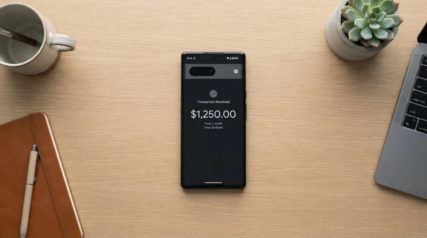 A phone showing a stablecoin transfer screen
