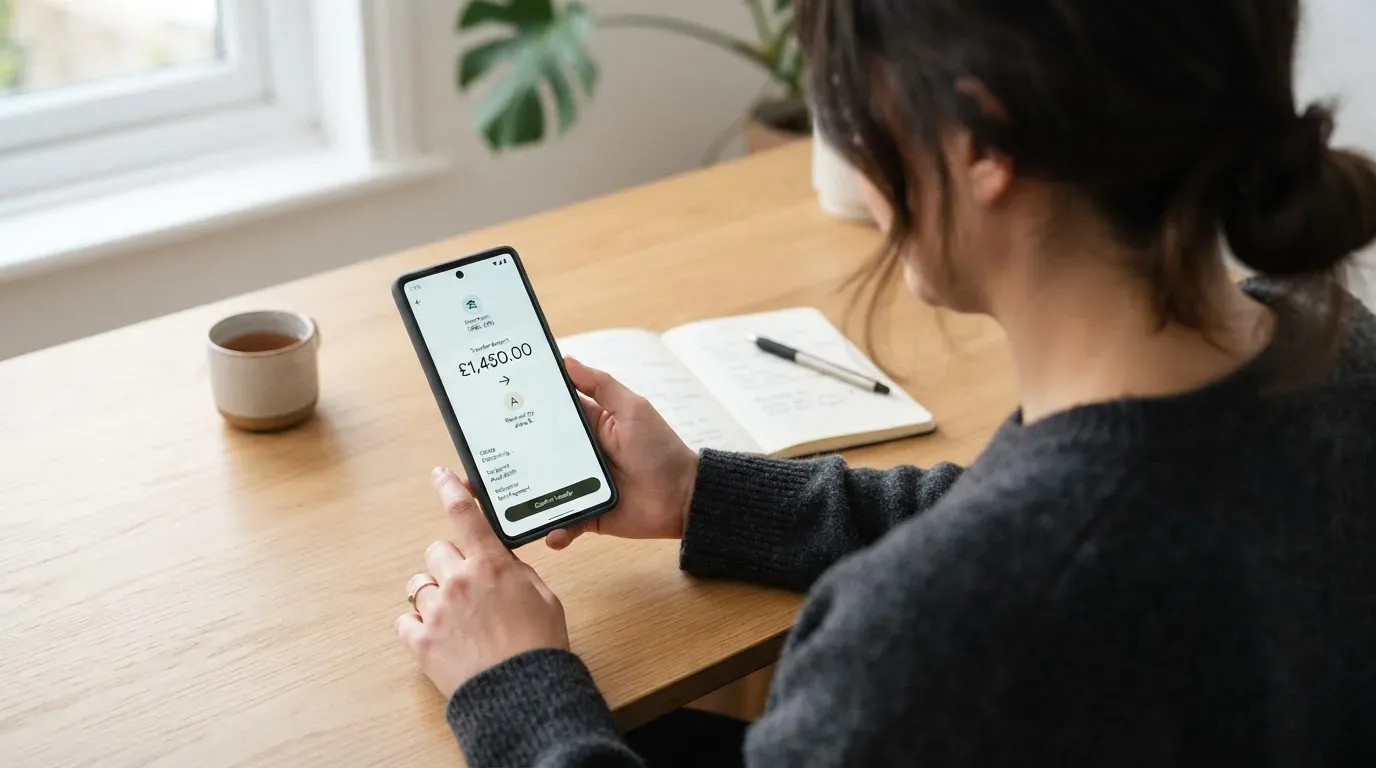 A phone showing a stablecoin transfer screen