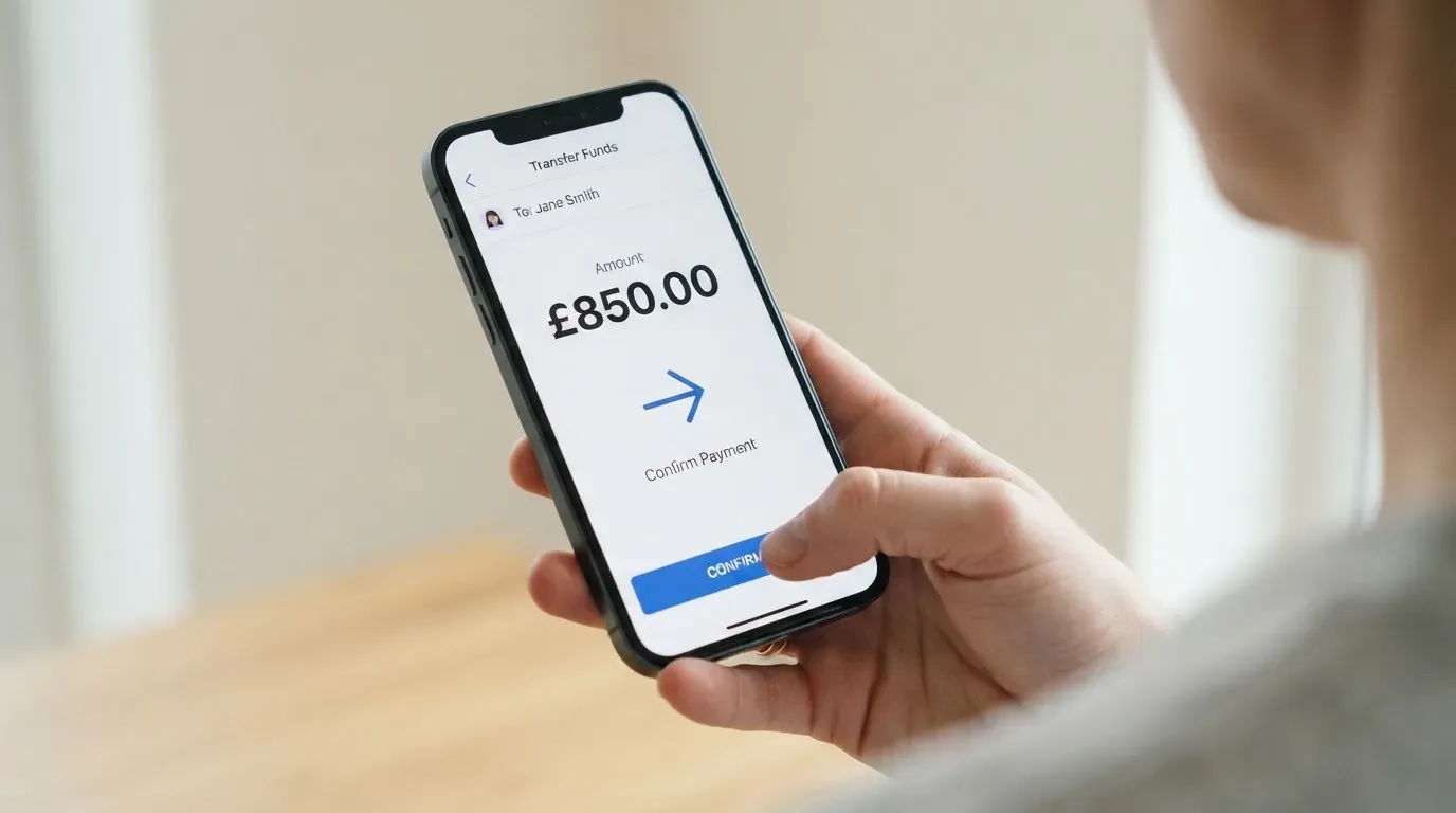A phone showing a stablecoin transfer screen