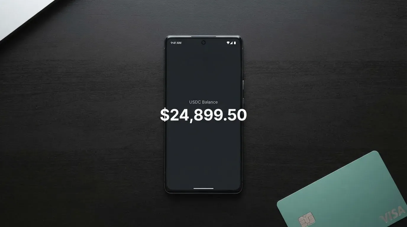 A phone showing a stablecoin transfer screen