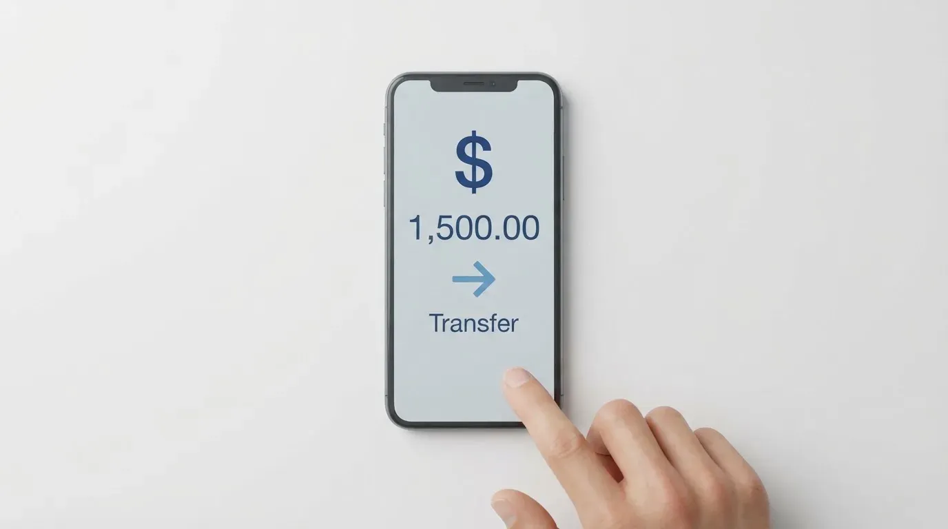 A phone showing a stablecoin transfer screen