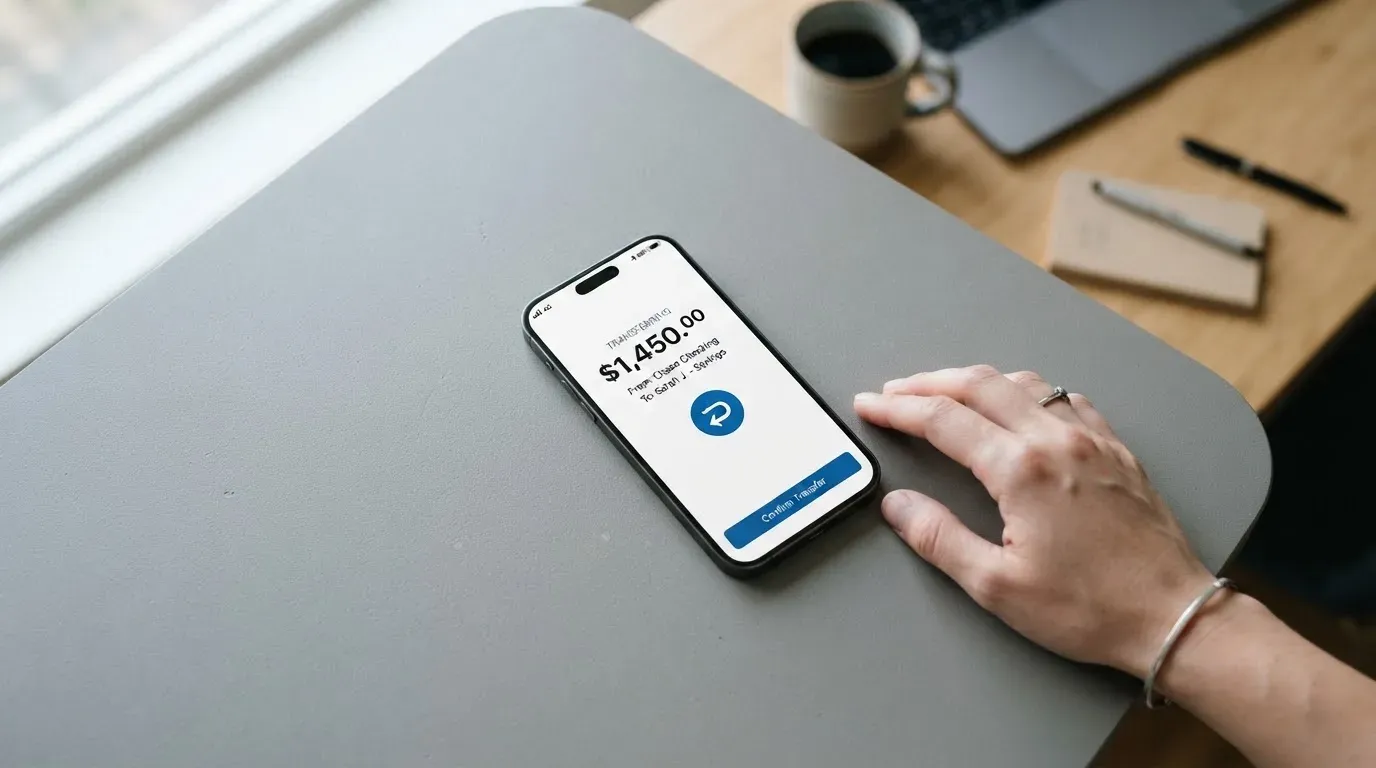 A phone showing a stablecoin transfer screen