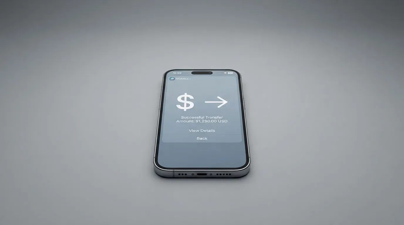 A phone showing a stablecoin transfer screen