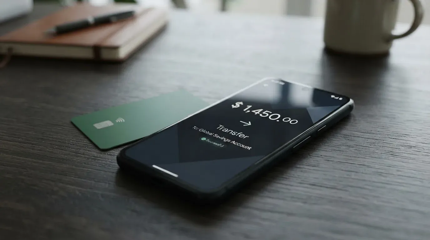 A phone showing a stablecoin transfer screen