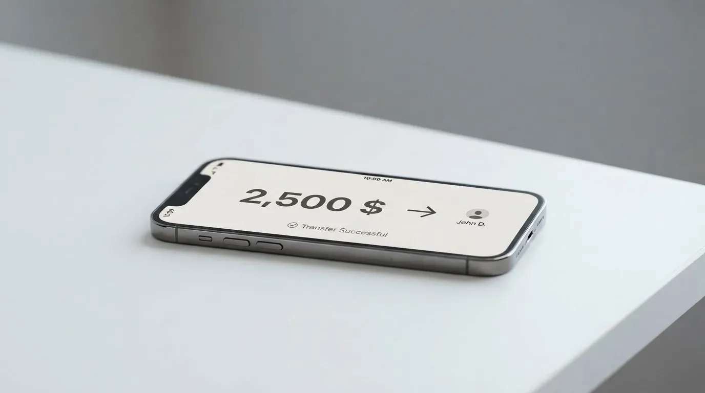 A phone showing a stablecoin transfer screen